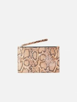 Will's Accessories Vegan Leather Wristlet | Brown Snake Print