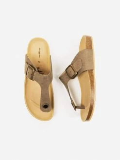Will's Men's Toe Peg Vegan Suede Footbed Sandals | Taupe Shoes
