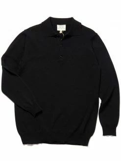 Will's Men's Recycled Cotton Long Sleeve Polo | Black