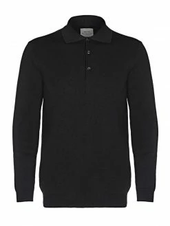 Will's Men's Recycled Cotton Long Sleeve Polo | Black