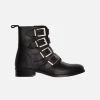 Will's Women's 4 Strap Vegan Leather Biker Boots | Black Shoes