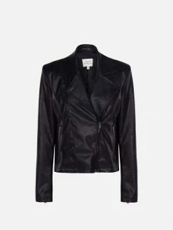 Will's Clothing Women's Vegan Leather Biker Jacket | Black