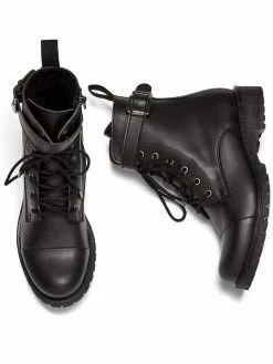 Will's Women's Vegan Leather Buckled Work Boots | Black