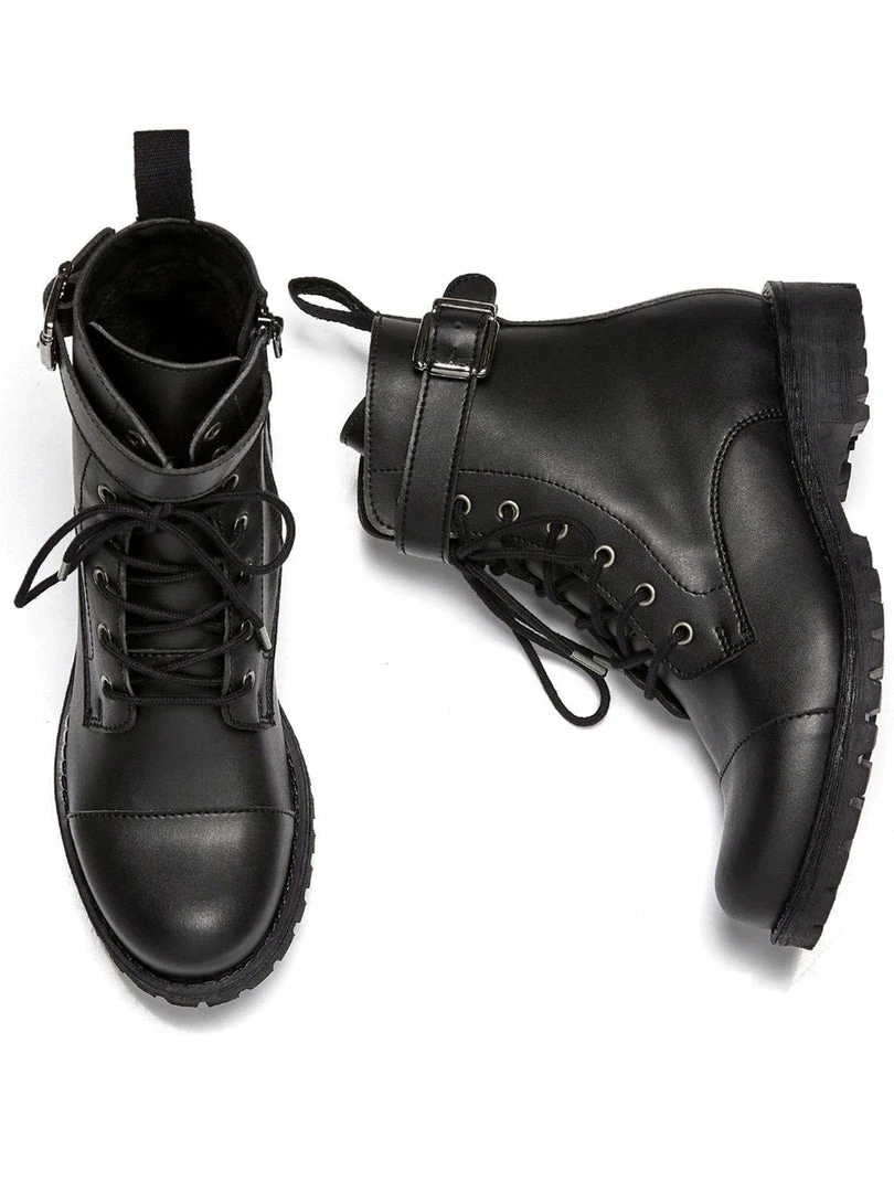 Will's Women's Vegan Leather Buckled Work Boots | Black 4 Will's Women's Vegan Leather Buckled Work Boots | Black