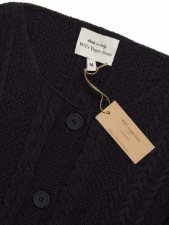 Will's Clothing Women's Chunky Button Up Cotton & Tencel™ Knitted Cardigan | Navy Blue