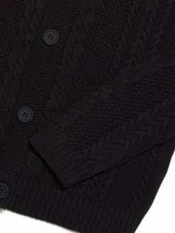 Will's Clothing Women's Chunky Button Up Cotton & Tencel™ Knitted Cardigan | Navy Blue