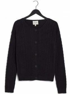 Will's Clothing Women's Chunky Button Up Cotton & Tencel™ Knitted Cardigan | Navy Blue
