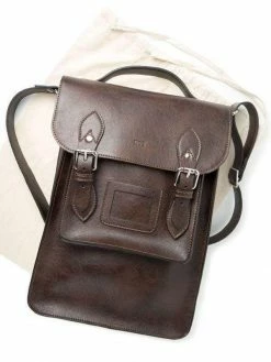Will's Vegan Leather Large Backpack Satchel | Dark Brown Bags
