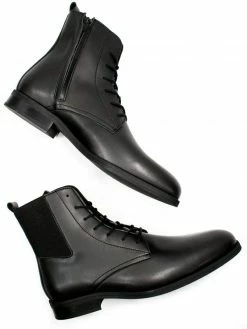 Will's Shoes Men's Vegan Leather Dress Boots | Black