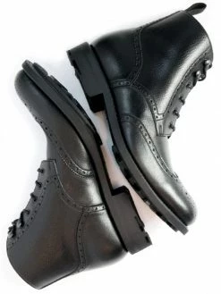 Will's Men's Goodyear Welt Vegan Leather Brogue Boots | Black Shoes