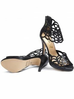 Will's Women's High Heeled Vegan Leather Cut Out Sandals | Black