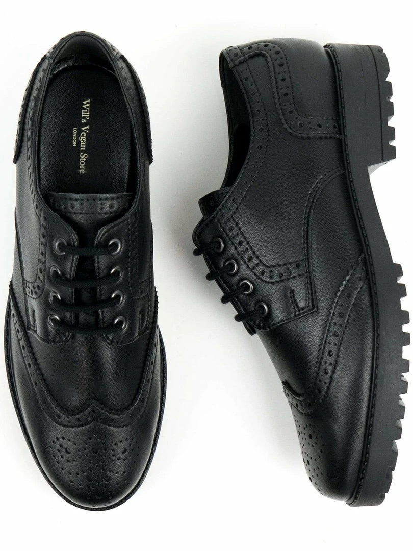 Will's Kids Kid's Vegan Leather Brogues | Black 4 Will's Kids Kid's Vegan Leather Brogues | Black