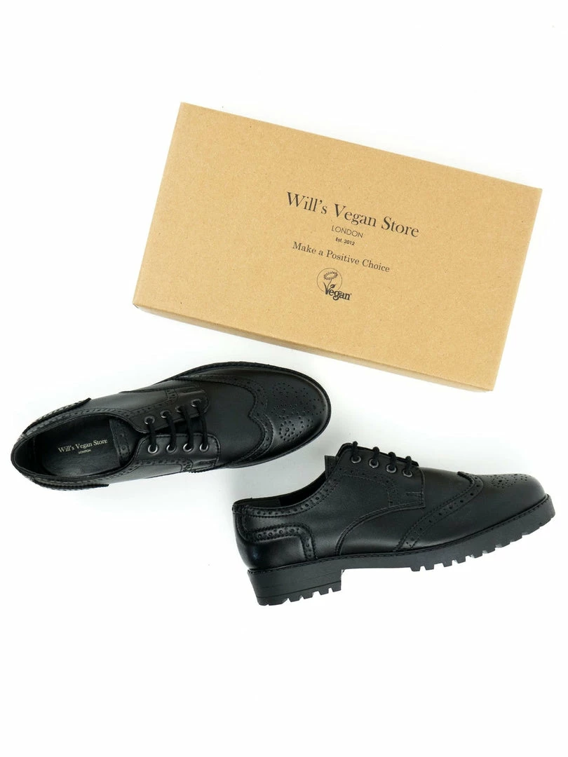 Will's Kids Kid's Vegan Leather Brogues | Black 8 Will's Kids Kid's Vegan Leather Brogues | Black