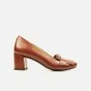 Will's Shoes Women's Kilted Vegan Leather Block Heels | Brown 2 Will's Shoes Women's Kilted Vegan Leather Block Heels | Brown