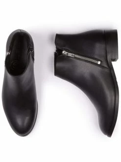 Will's Women's Vegan Leather Low Ankle Boots | Black Shoes