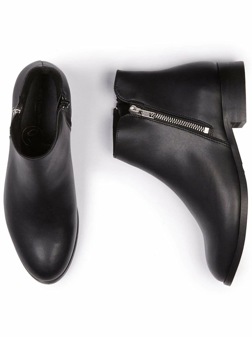 Will's Women's Vegan Leather Low Ankle Boots | Black Shoes 4 Will's Women's Vegan Leather Low Ankle Boots | Black Shoes
