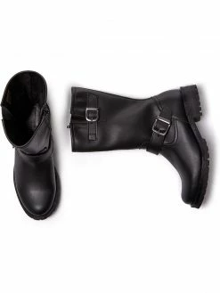 Will's Women's Vegan Leather Mid-Length Moto Boots | Black Shoes