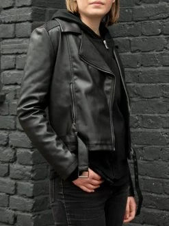 Will's Women's Vegan Leather Moto Jacket | Black Clothing