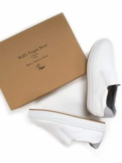 Will's Shoes Women's NY Vegan Leather Slip-On Trainers | White