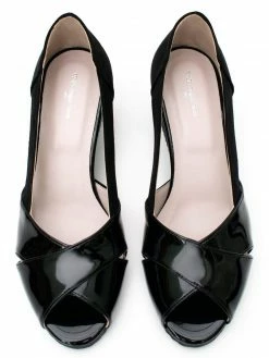 Will's Women's Vegan Peep Toe Wedges | Black Shoes