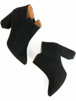 Will's Women's Vegan Suede Point Toe Boots | Black Shoes