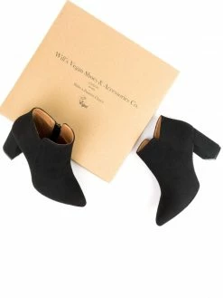 Will's Women's Vegan Suede Point Toe Boots | Black Shoes