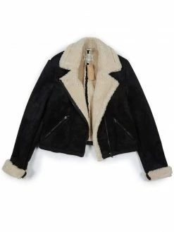Will's Women's Recycled Vegan Shearling Moto Jacket | Black Clothing