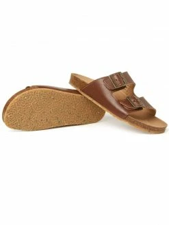Will's Shoes Men's Two Strap Vegan Leather Footbed Sandals | Multiple Colours