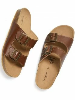 Will's Shoes Men's Two Strap Vegan Leather Footbed Sandals | Multiple Colours