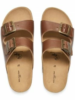 Will's Shoes Men's Two Strap Vegan Leather Footbed Sandals | Multiple Colours