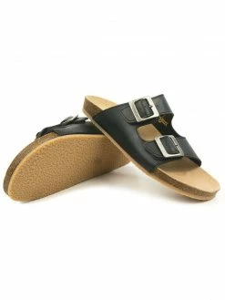 Will's Shoes Men's Two Strap Vegan Leather Footbed Sandals | Multiple Colours