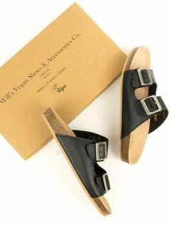 Will's Shoes Men's Two Strap Vegan Leather Footbed Sandals | Multiple Colours