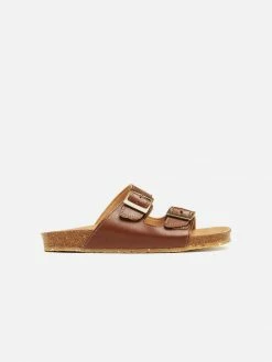 Will's Shoes Men's Two Strap Vegan Leather Footbed Sandals | Multiple Colours