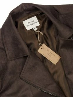 Will's Clothing Women's Vegan Suede Biker Jacket | Dark Brown