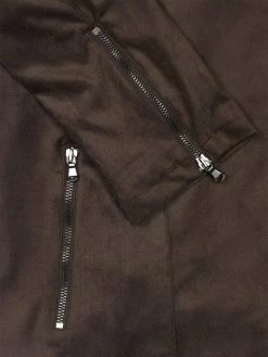 Will's Clothing Women's Vegan Suede Biker Jacket | Dark Brown