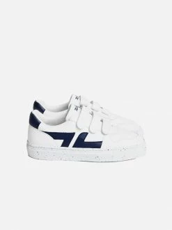 Zeta Shoes Alpha Vegan Leather Velcro Trainers | Navy Blue