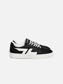 Zeta Shoes Alpha Prima Grape Leather Vegan Trainers | Black & White