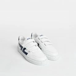 Zeta Shoes Alpha Vegan Leather Velcro Trainers | Navy Blue
