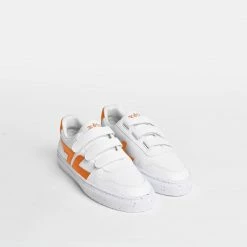 Zeta Shoes Alpha Vegan Leather Velcro Trainers | Orange